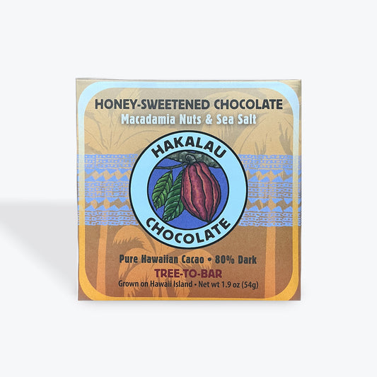 Macadamia Nuts with Sea Salt Bar - 80% - Hakalau Chocolate