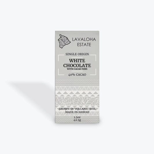 White Chocolate W/Nibs - 40% Cacao Bar - Lavaloha Chocolate